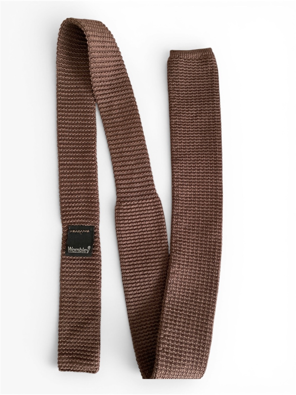 Wembley 100% Cotton Knit Tie Vintage Brown Textured Classic Retro